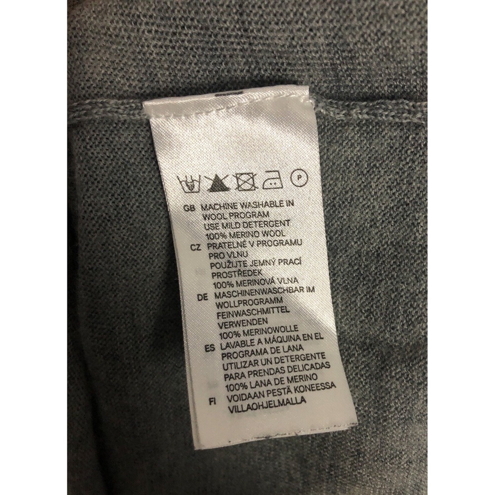 H&M Merino Wool Sweater Men's Size M Gray Lightweight Longsleeve V Neck - Picture 4 of 7